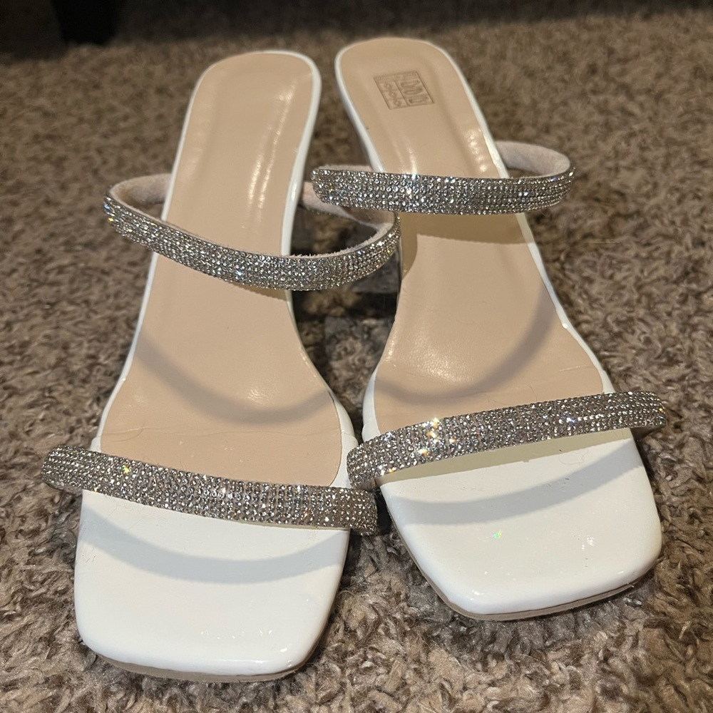SHEIN Sparkly White Heels